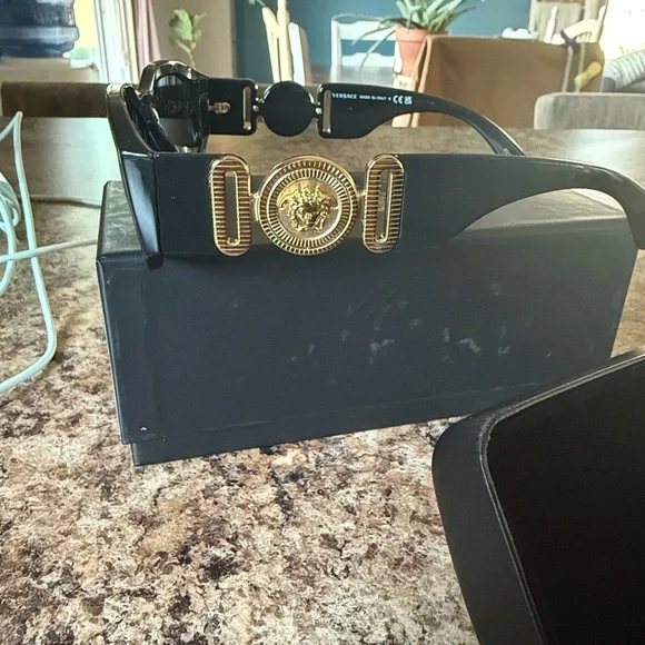 Versace Black Sunglasses with Gold Accent